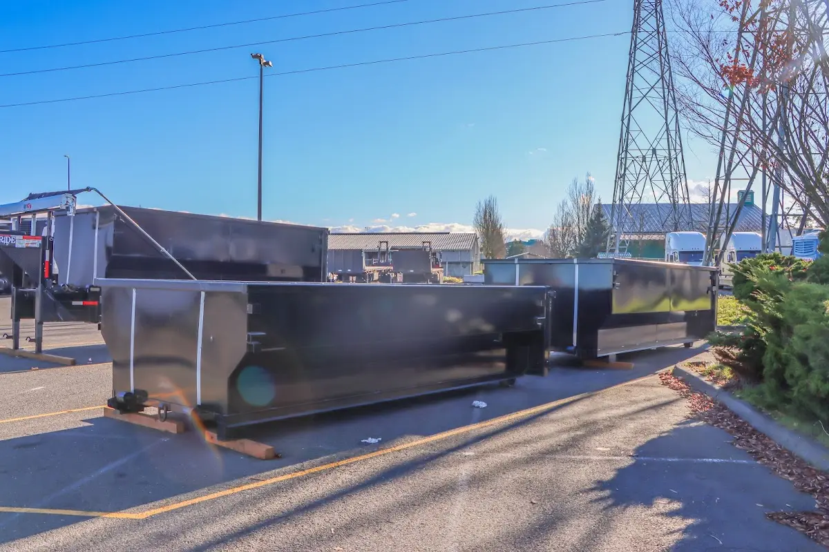Roll-off dumpster ready for waste disposal at job site for 2 Yard Dumpster Rental in Bridgeton